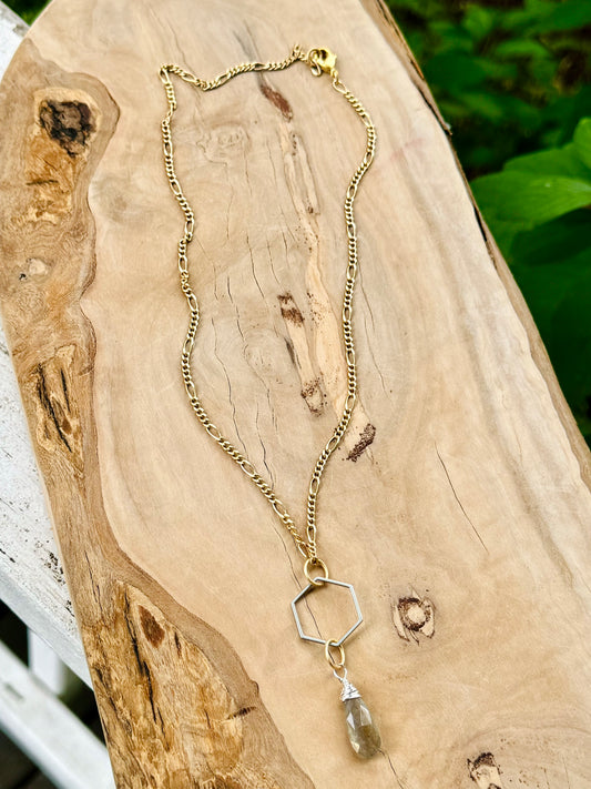 Labradorite + Matte Gold Necklace