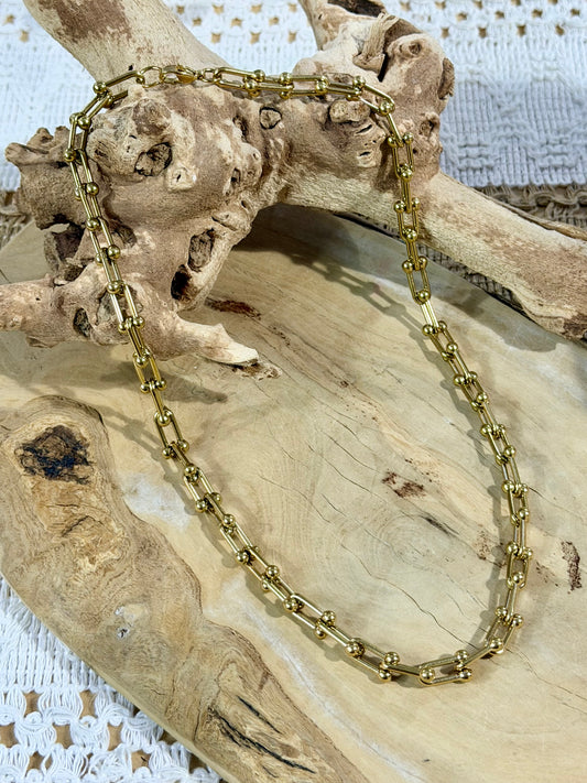 Gold Stainless Steel Horseshoe Necklace