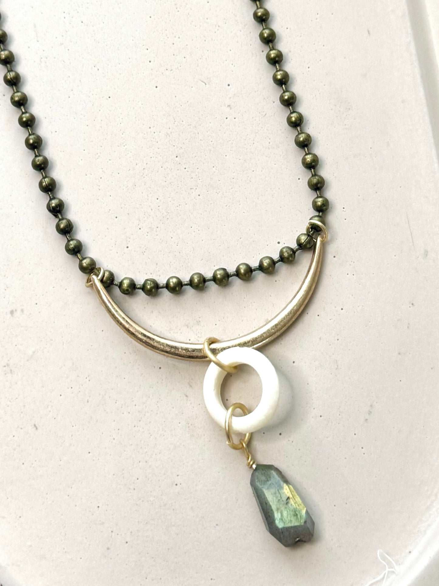 Labradorite + Mixed Metals Horseshoe Necklace