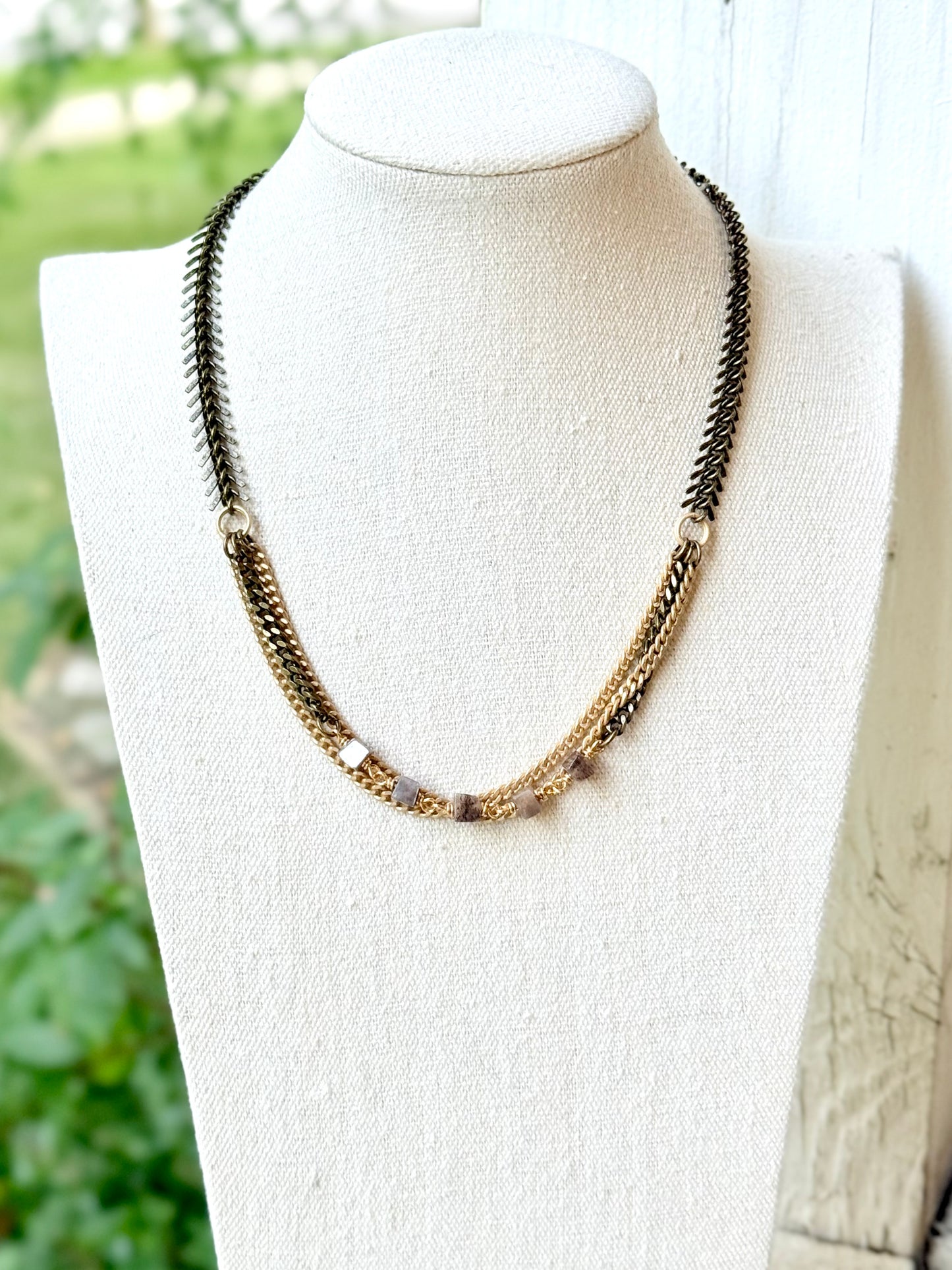 Moonstone + Mixed Metal Necklace