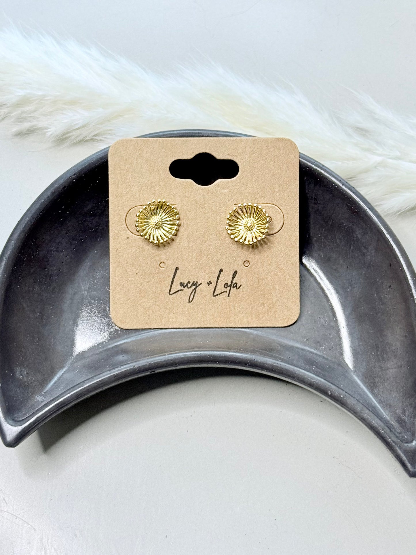 Gold Dandelion Mini Stud Earrings