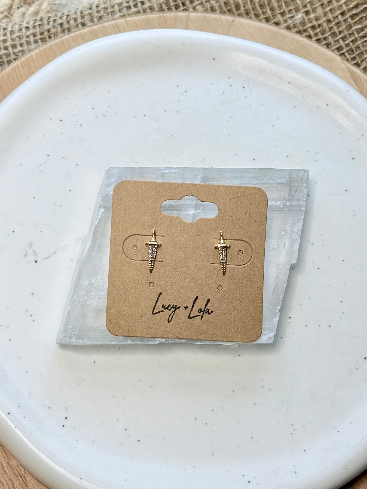 Gold Dagger Mini Stud Earrings