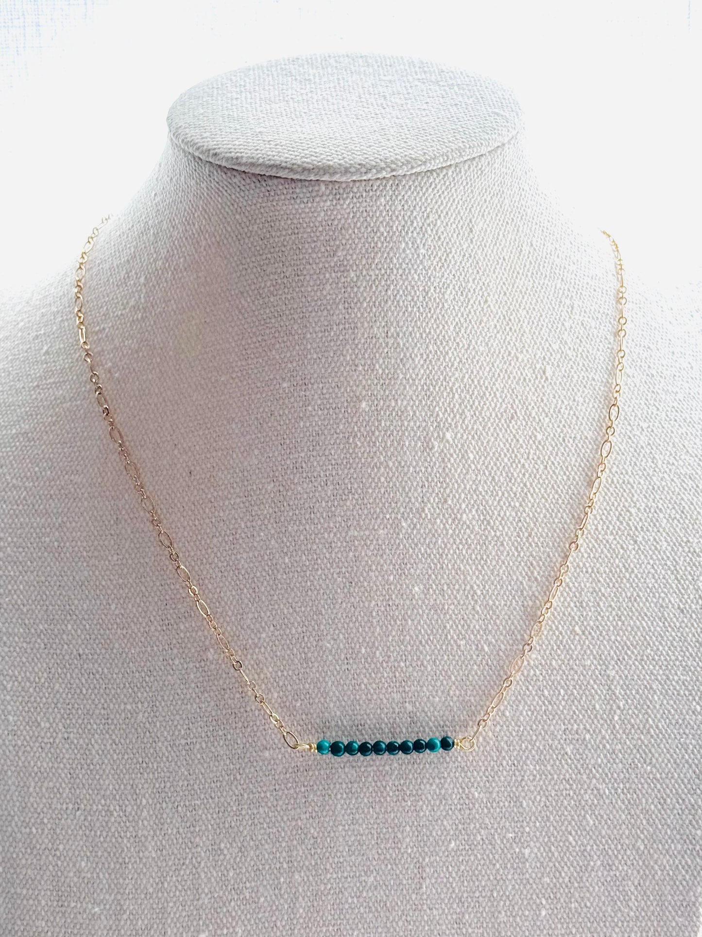 Malachite + Gold Chain Mini Bar Necklace