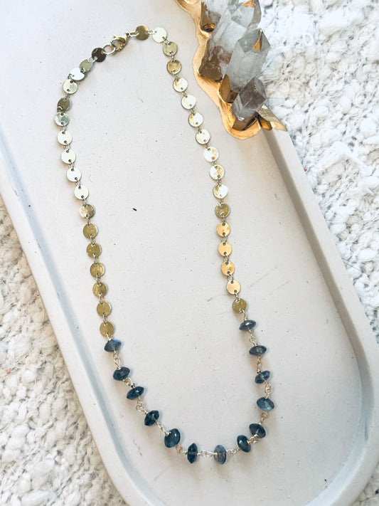 Labradorite + Gold Sequin Chain Necklace