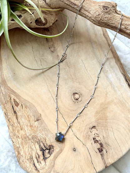Labradorite Star + Stainless Steel Necklace