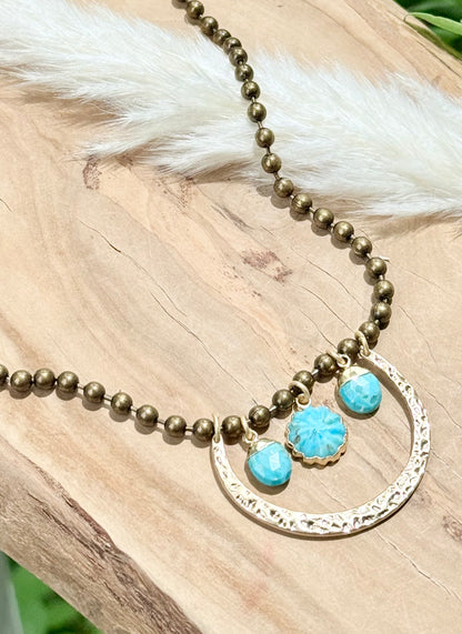 Turquoise + Mixed Metal Horseshoe Necklace
