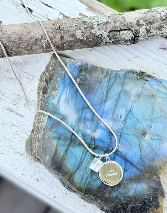 I AM STRONG: Moonstone + Stainless Steel Necklace