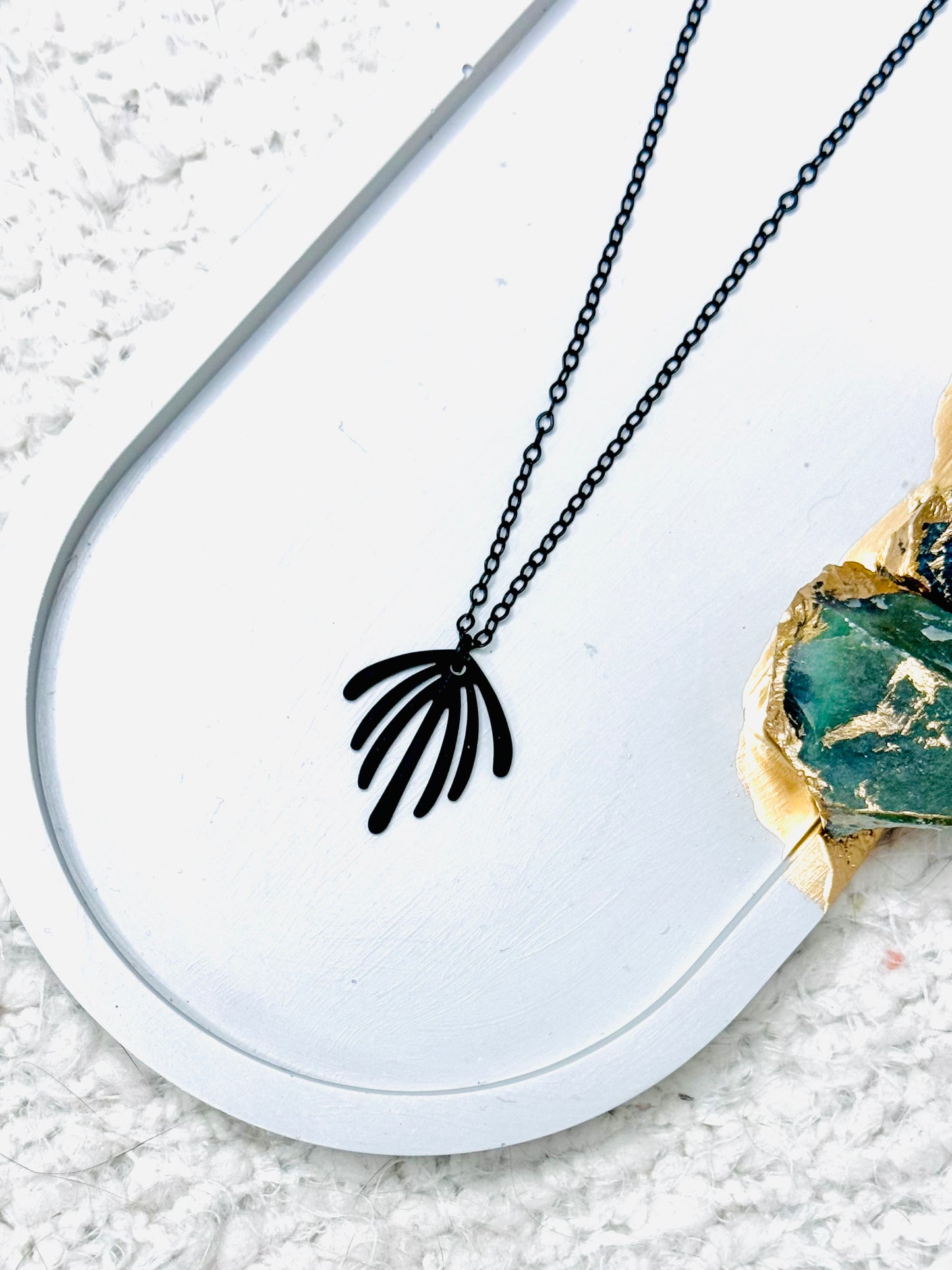 Matte Black Leaf Necklace