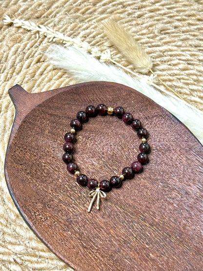 Garnet + Gold Chunky Charm Band