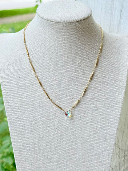 Aura Quartz + Matte Gold Necklace