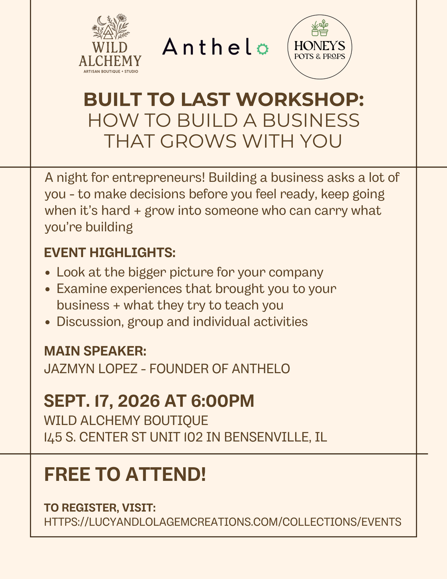 Built to Last Workshop: How to Build a Business that Grows with You