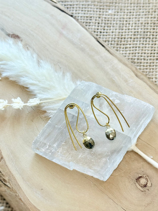 Pyrite + Gold Twisted Earrings