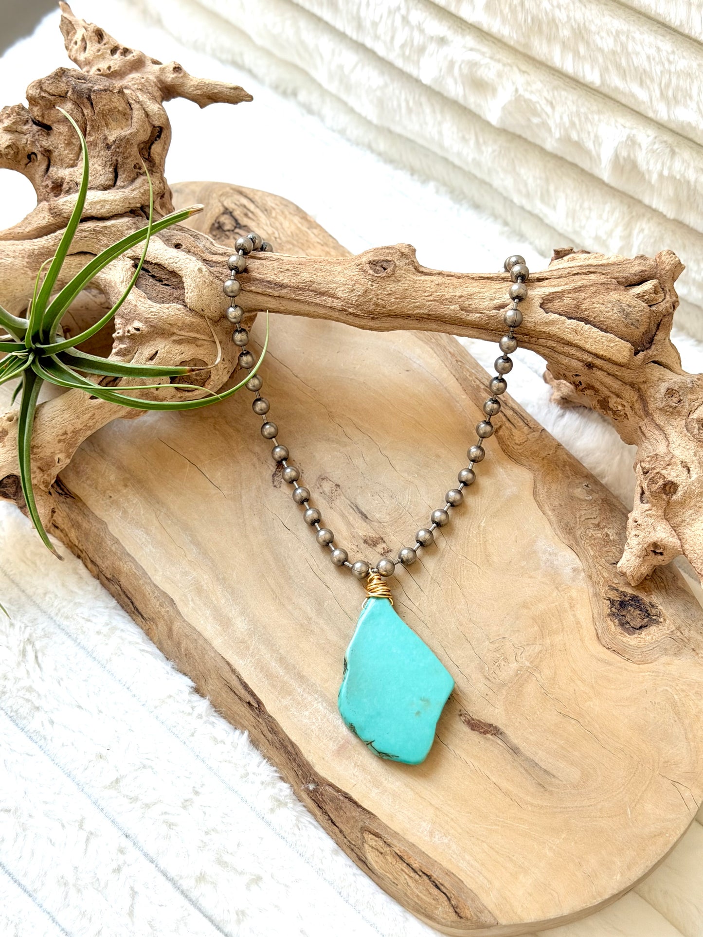 Chunky Turquoise + Antique Silver Necklace