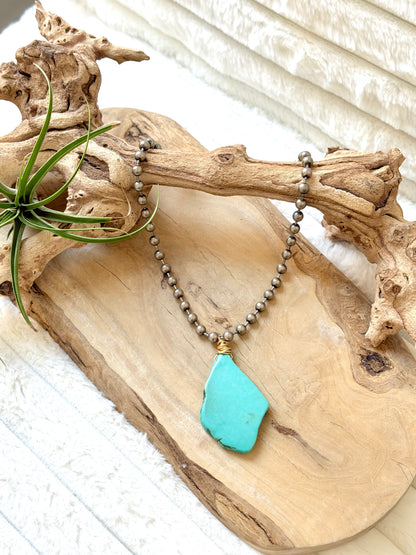 Chunky Turquoise + Antique Silver Necklace