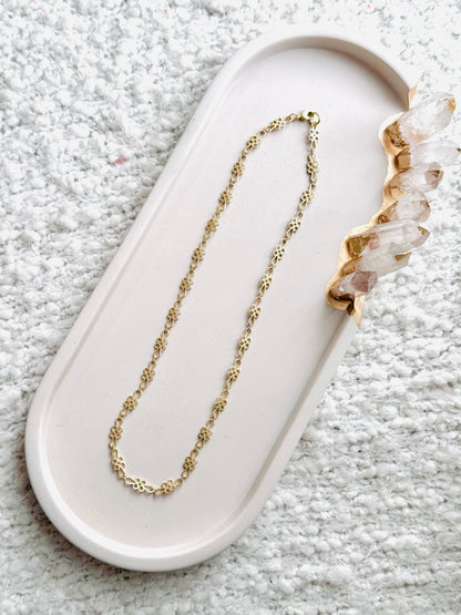 Matte Gold Floral Chain Necklace