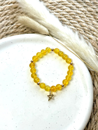 Citrine + Gold Chunky Charm Band