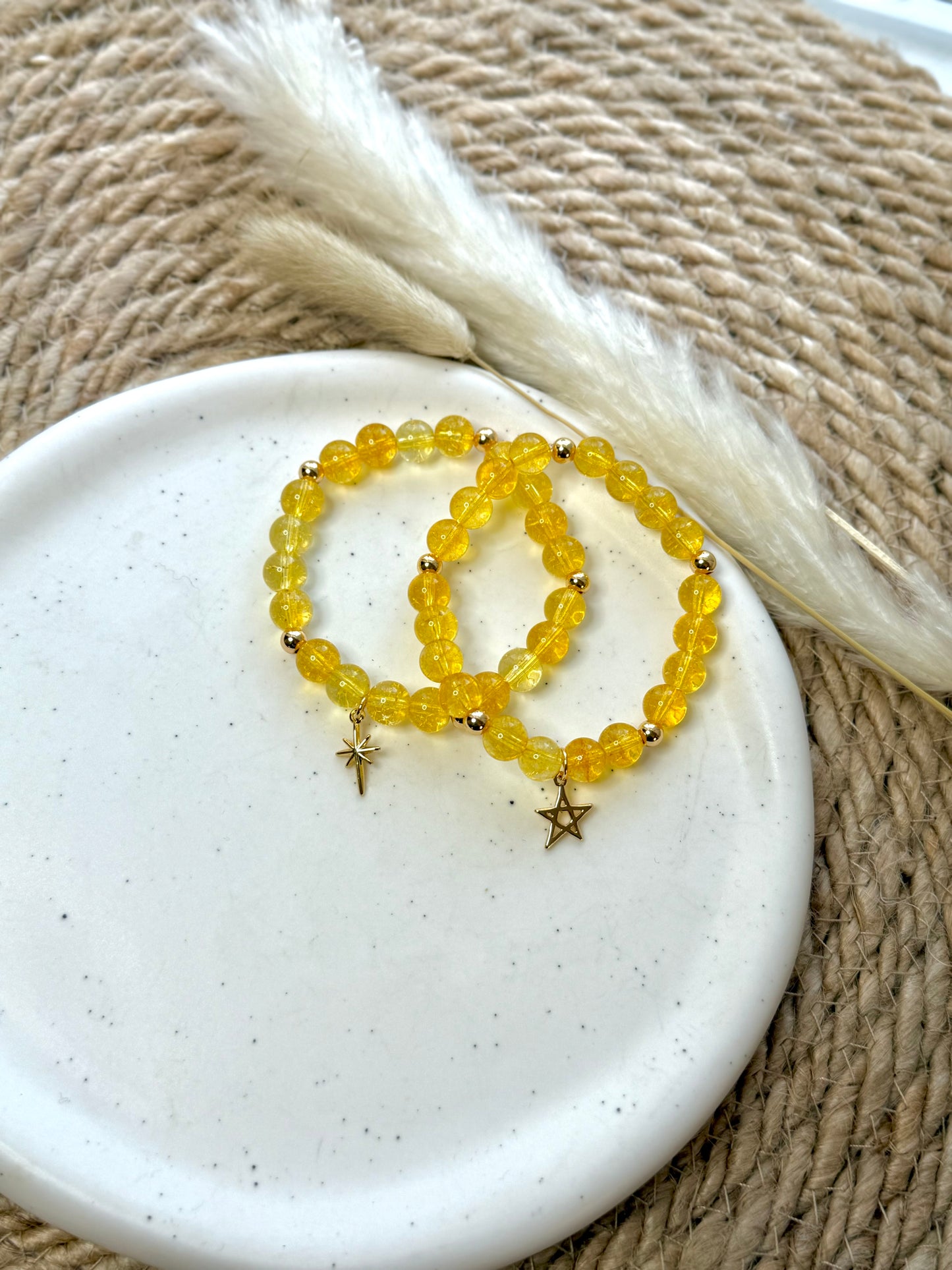 Citrine + Gold Chunky Charm Band