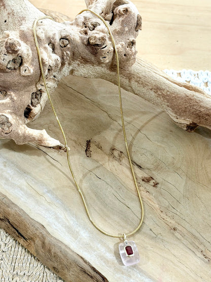 Rose Quartz + Garnet Gold Necklace
