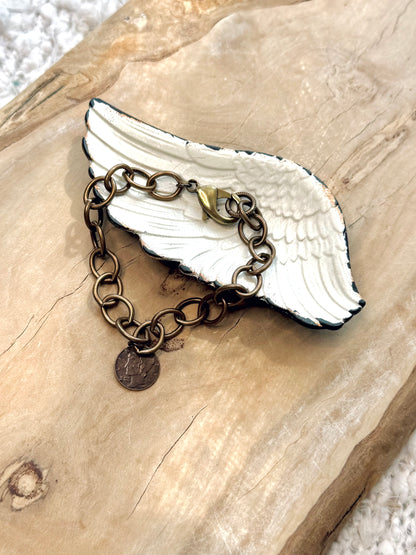 Dark Brass Lucky Penny Chain Bracelet