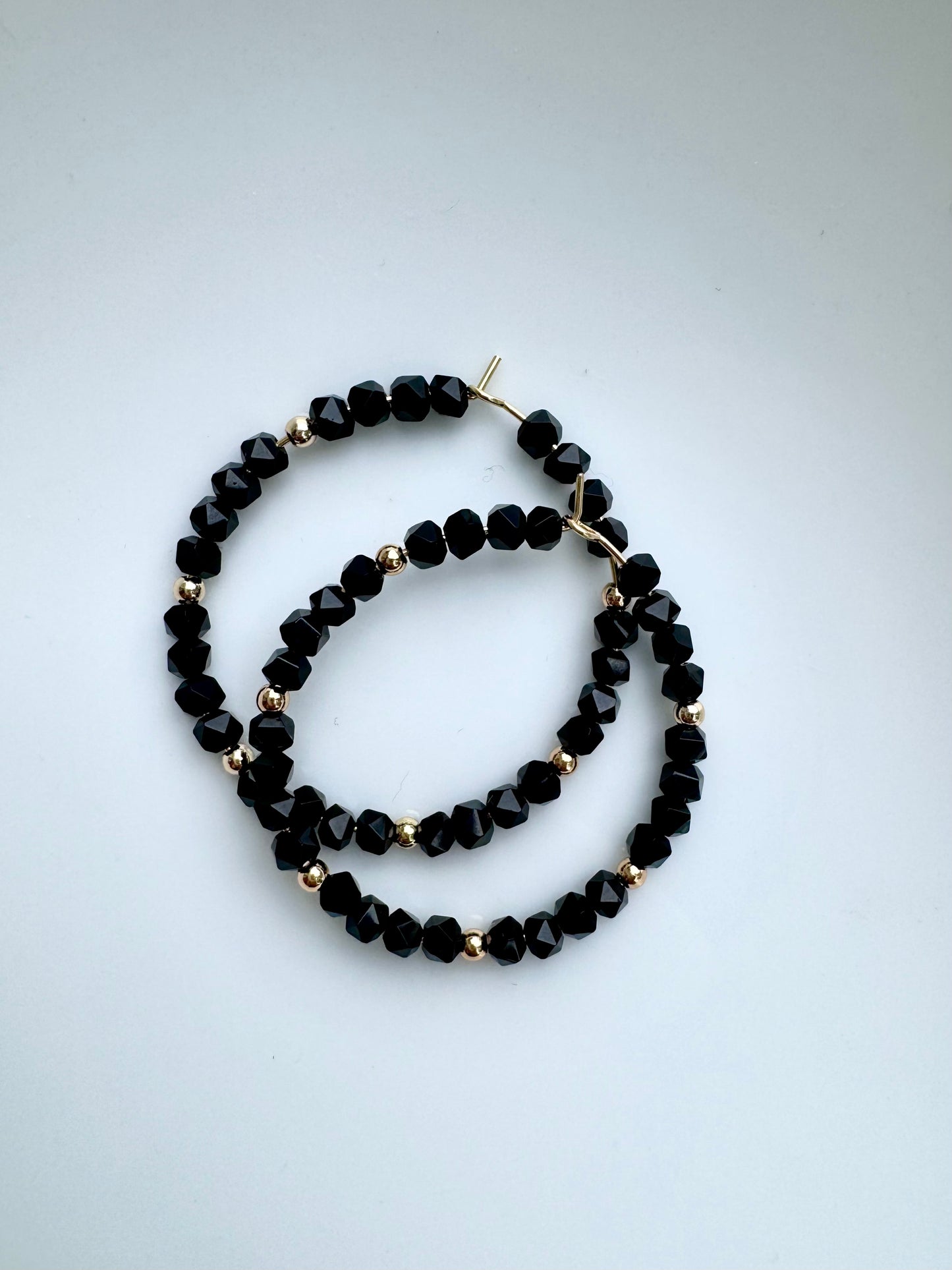 Black Onyx Hoop Earrings