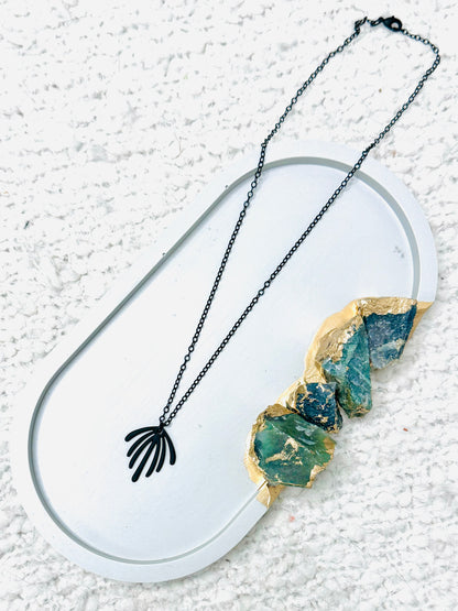 Matte Black Leaf Necklace