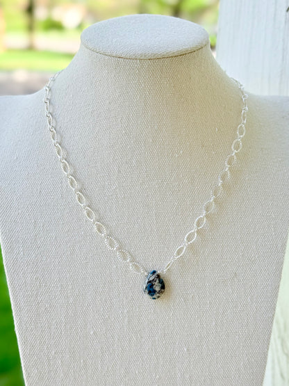 K2 Azurite + Silver Pendant Necklace