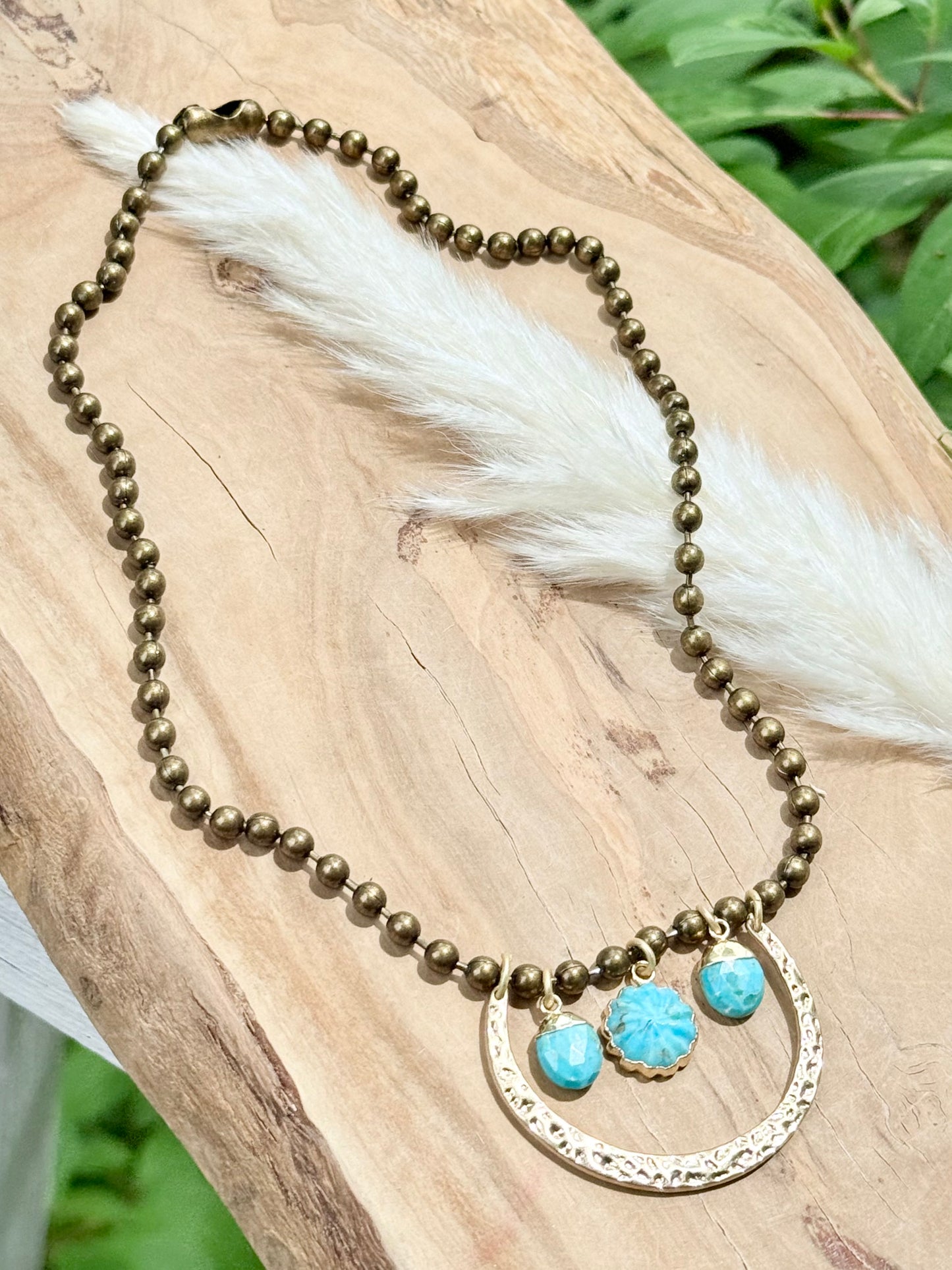 Turquoise + Mixed Metal Horseshoe Necklace
