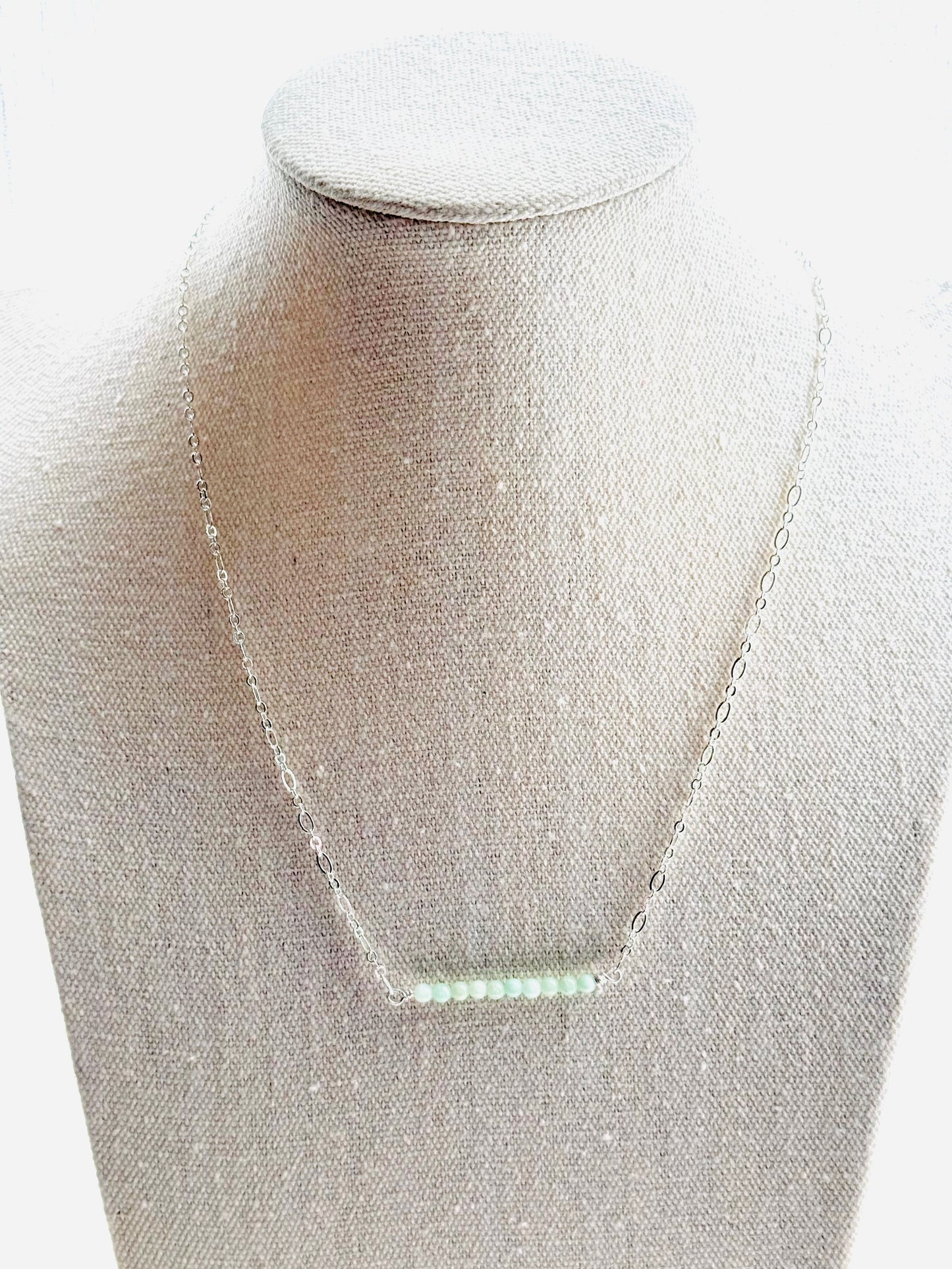 Chrystotine + Silver Chain Mini Bar Necklace