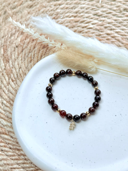 Hessonite Garnet + Gold Chunky Charm Band