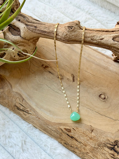 Chrysoprase + Matte Gold Necklace