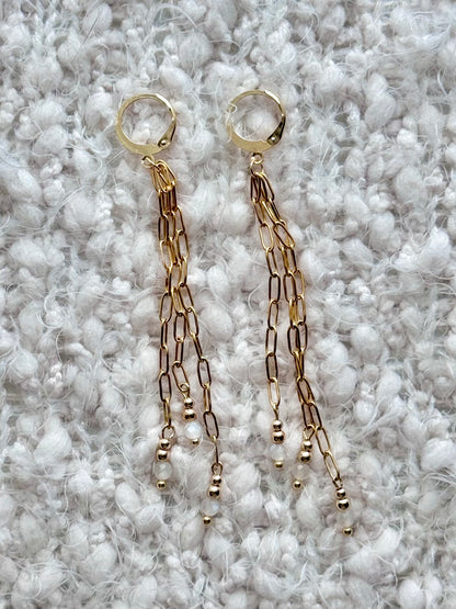 Moonstone Duster Huggie Earrings