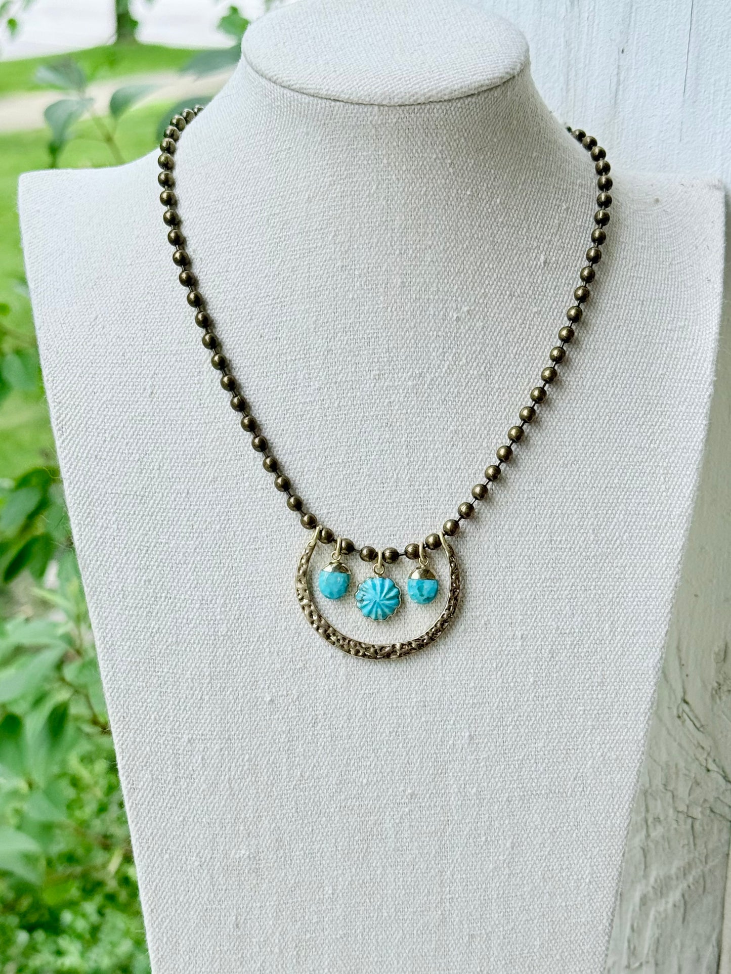 Turquoise + Mixed Metal Horseshoe Necklace