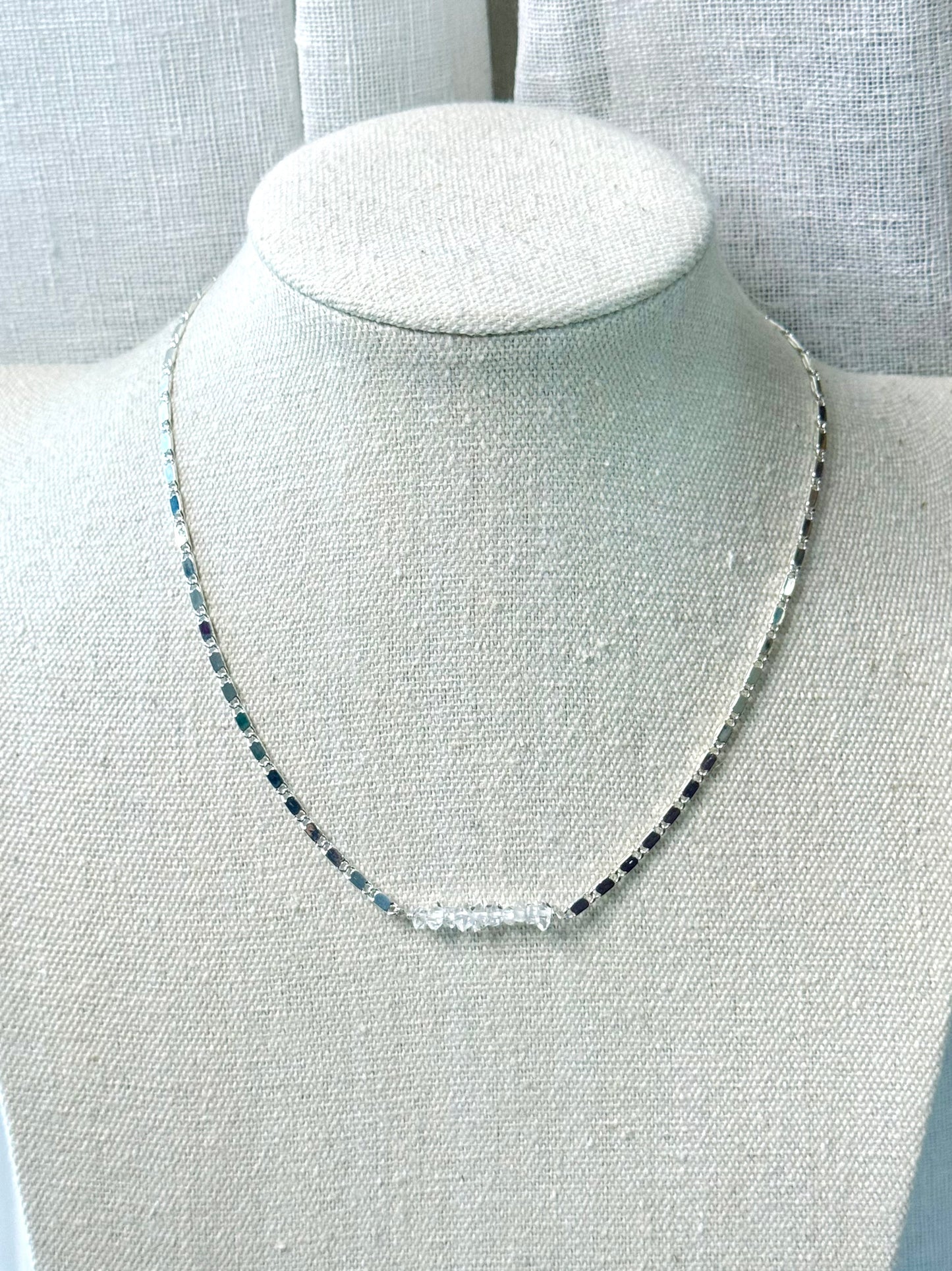 Herkimer Diamond + Silver Choker Necklace