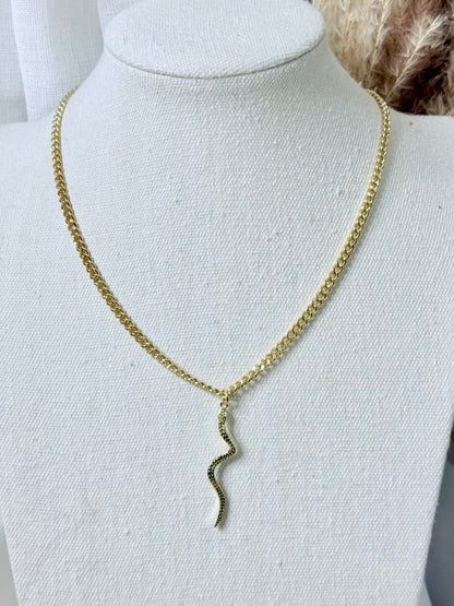 Black + Gold Skinny Snake Necklace