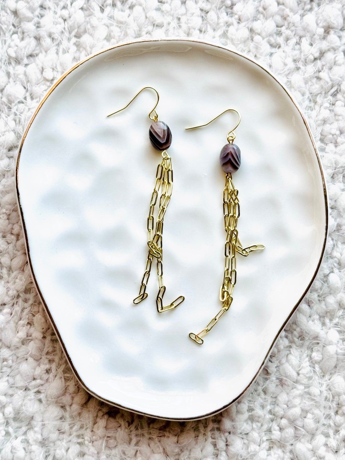 Botswana Agate + Gold Duster Earrings