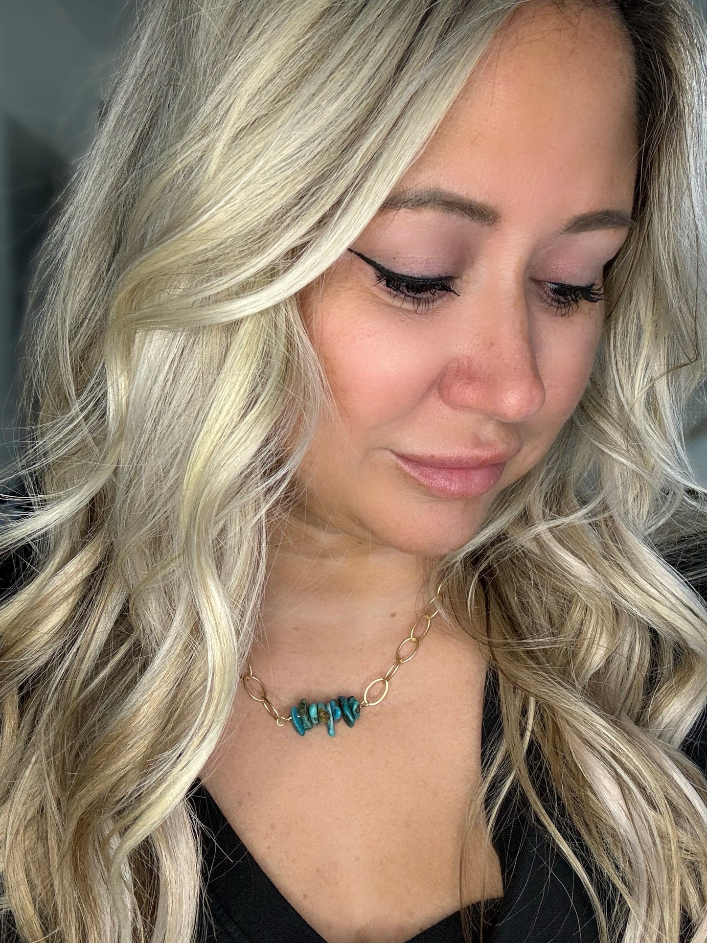 Turquoise + Matte Gold Necklace