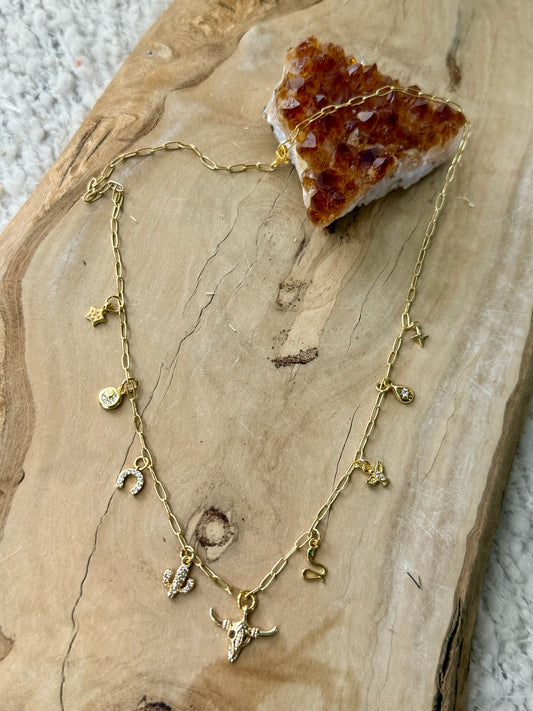 Tiny Gold Western Charm Necklace