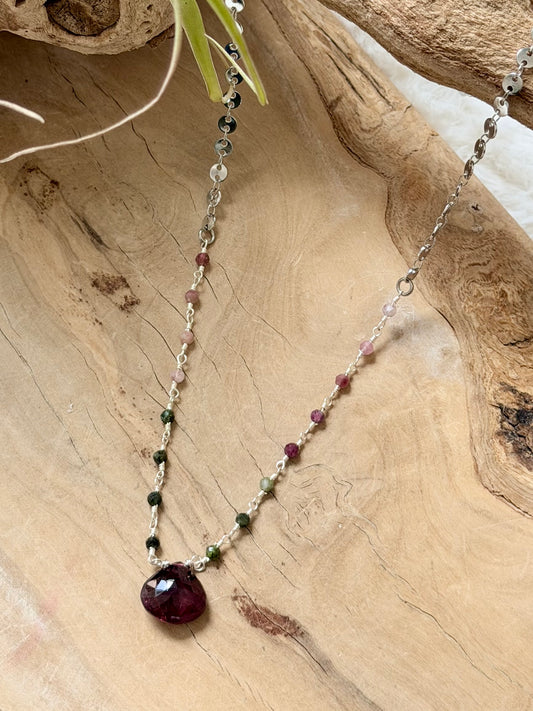 Tourmaline + Silver Stainless Necklace