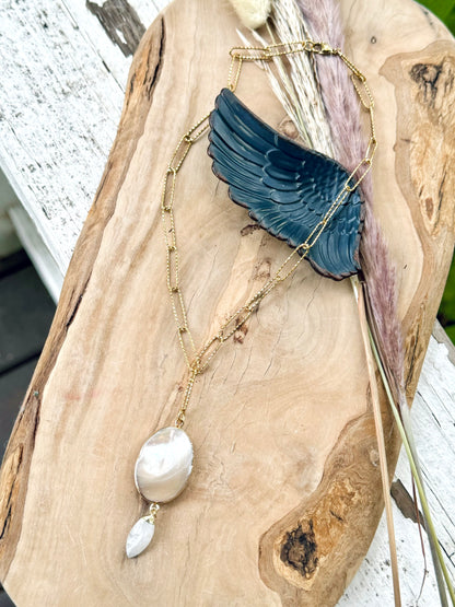 Mother of Pearl + Moonstone Gold Necklace