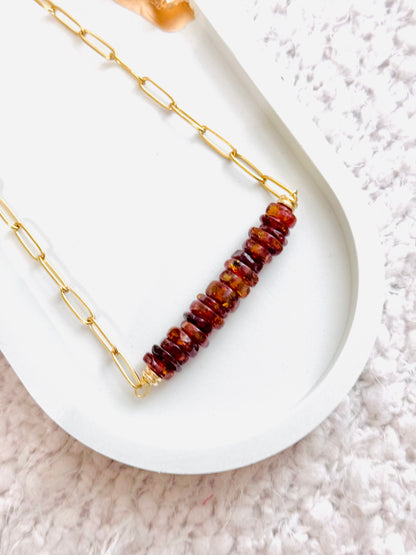 Amber + Gold Chain Bar Necklace