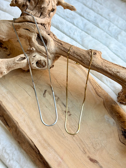 Extra Skinny Gold Herringbone Chain Necklace