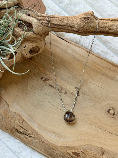 Smoky Quartz + Silver Stainless Steel Necklace