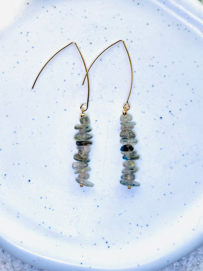 Labradorite + Gold Threader Earrings