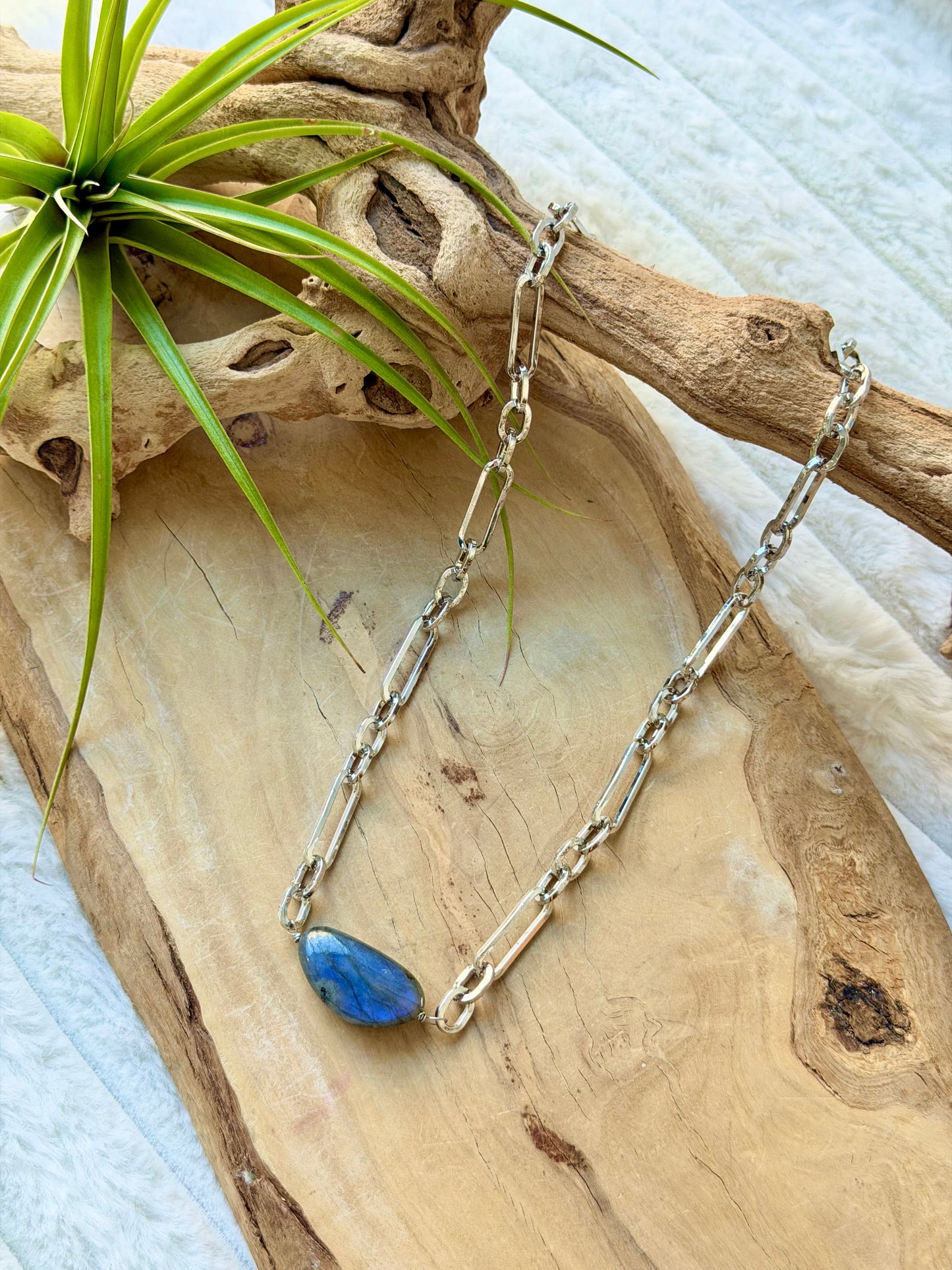 Labradorite + Silver Chunky Necklace