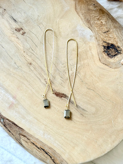 Pyrite Twister Threader Earrings