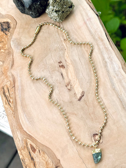 Labradorite + Gold Horn Necklace