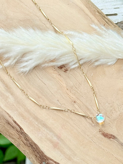 Aura Quartz + Matte Gold Necklace