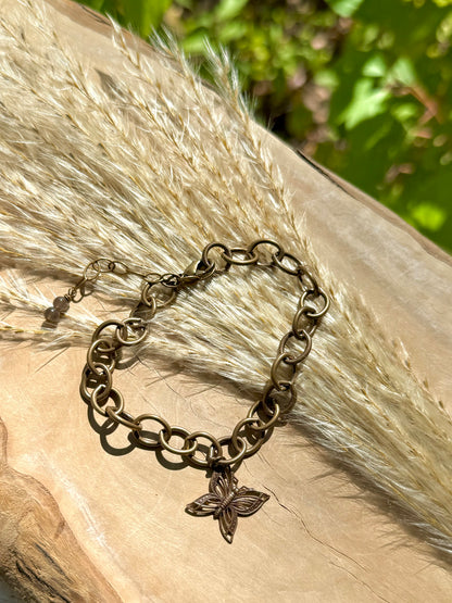 Dark Brass Butterly Chain Bracelet