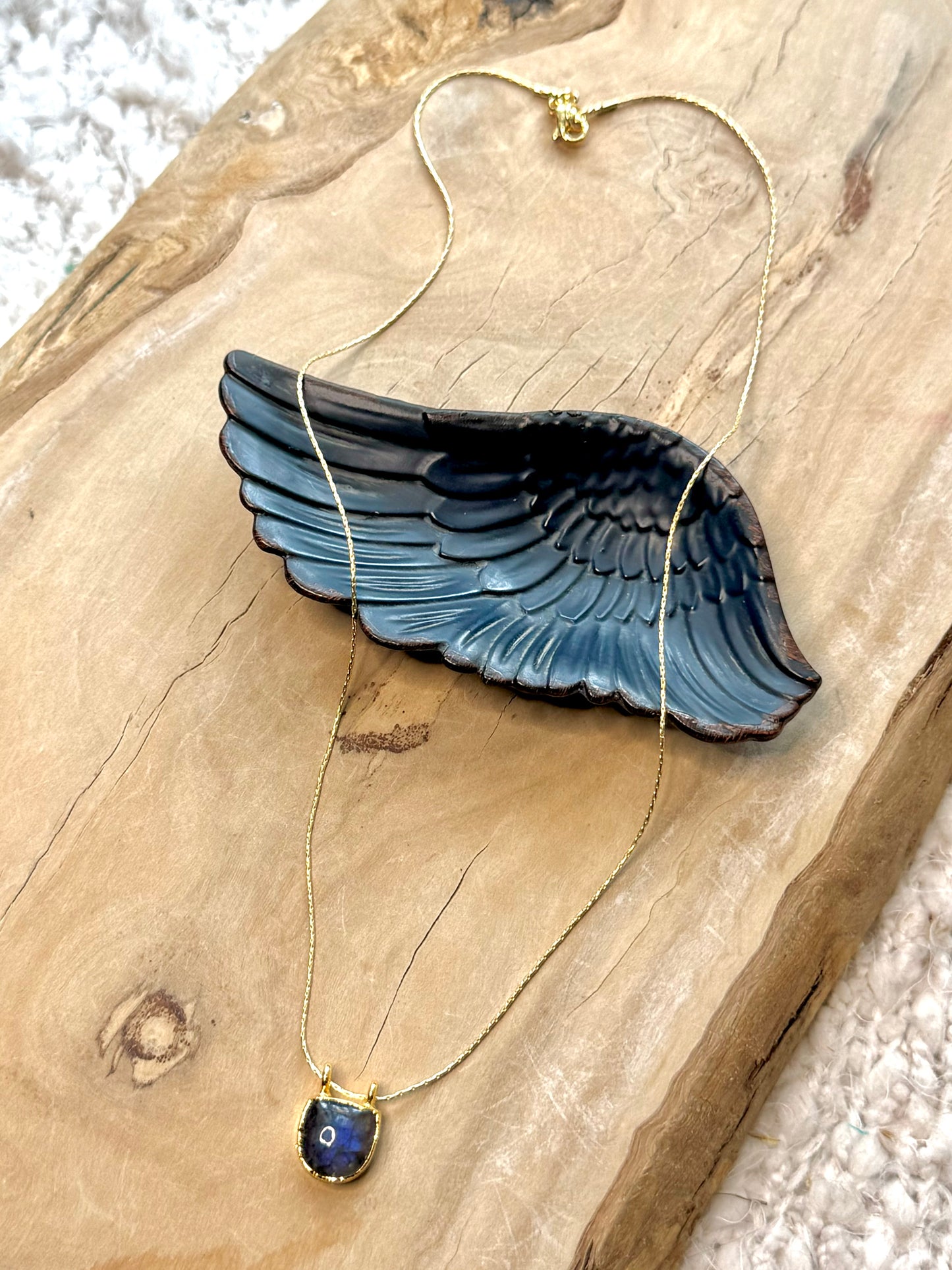 Labradorite + Gold Pendant Necklace