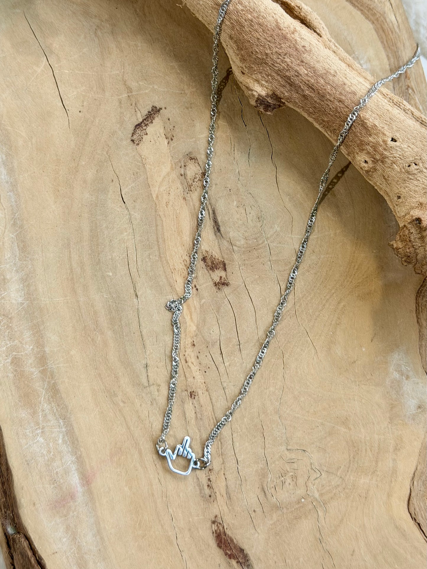 Stainless Steel Middle Finger Necklace